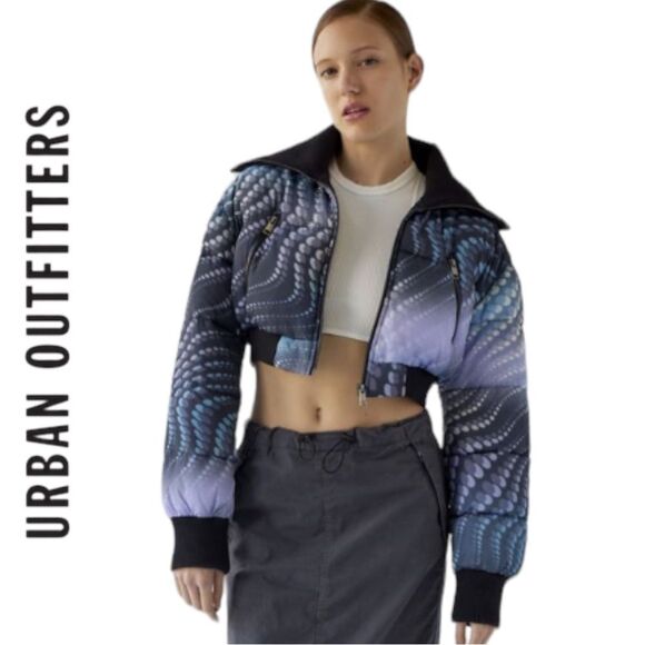 NEW UO Urban Outfitters Lily Cropped Puffer Coat Jacket M L - Picture 2 of 9